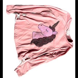 Btween blush pink Unicorn sequin girls shirt size 8